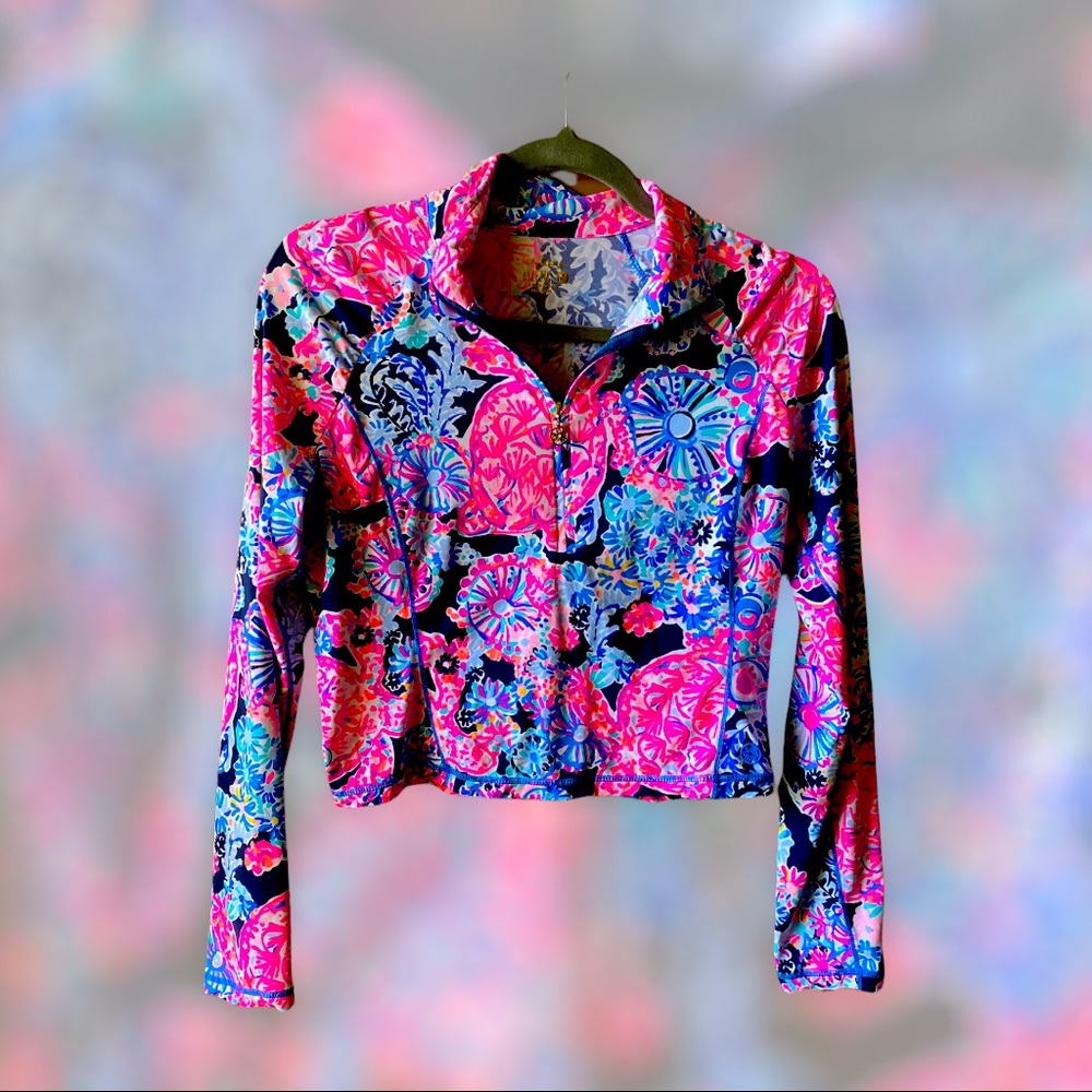 UPF 50 Lilly Pulitzer Luxletic Justine Half-Zip Cropped Sunguard